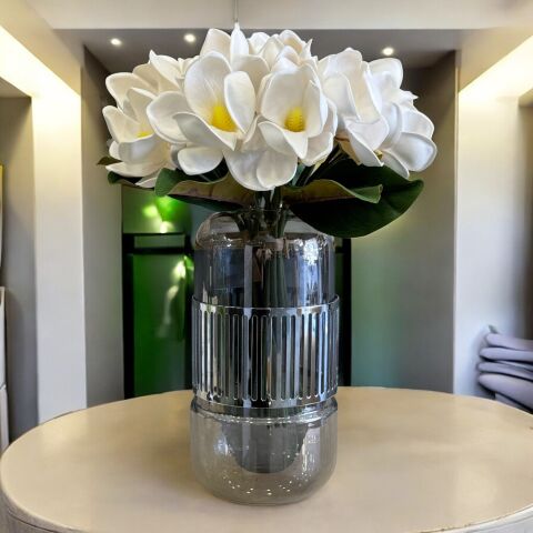 Cam Vazo Orta Manolya Aranjmanı 3'lü