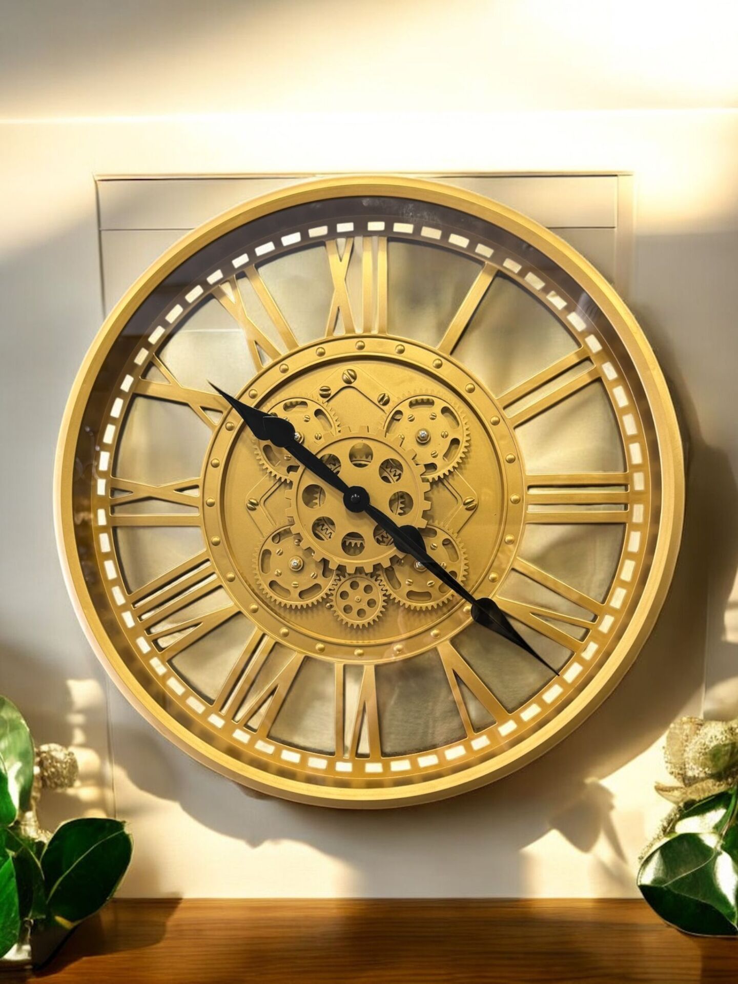 Çarklı Duvar Saati – Gold (50 cm)