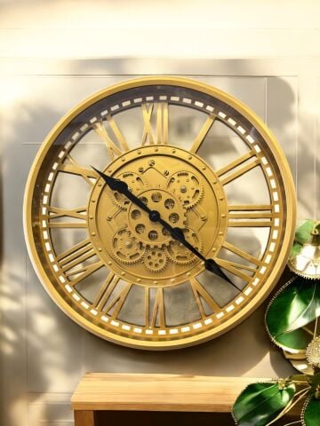Çarklı Duvar Saati – Gold (50 cm)