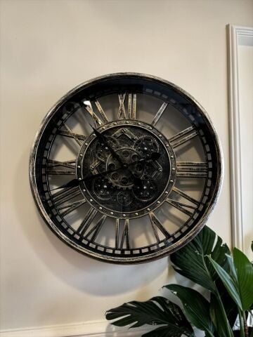 Çarklı Duvar Saati – Eskitme (50 cm)