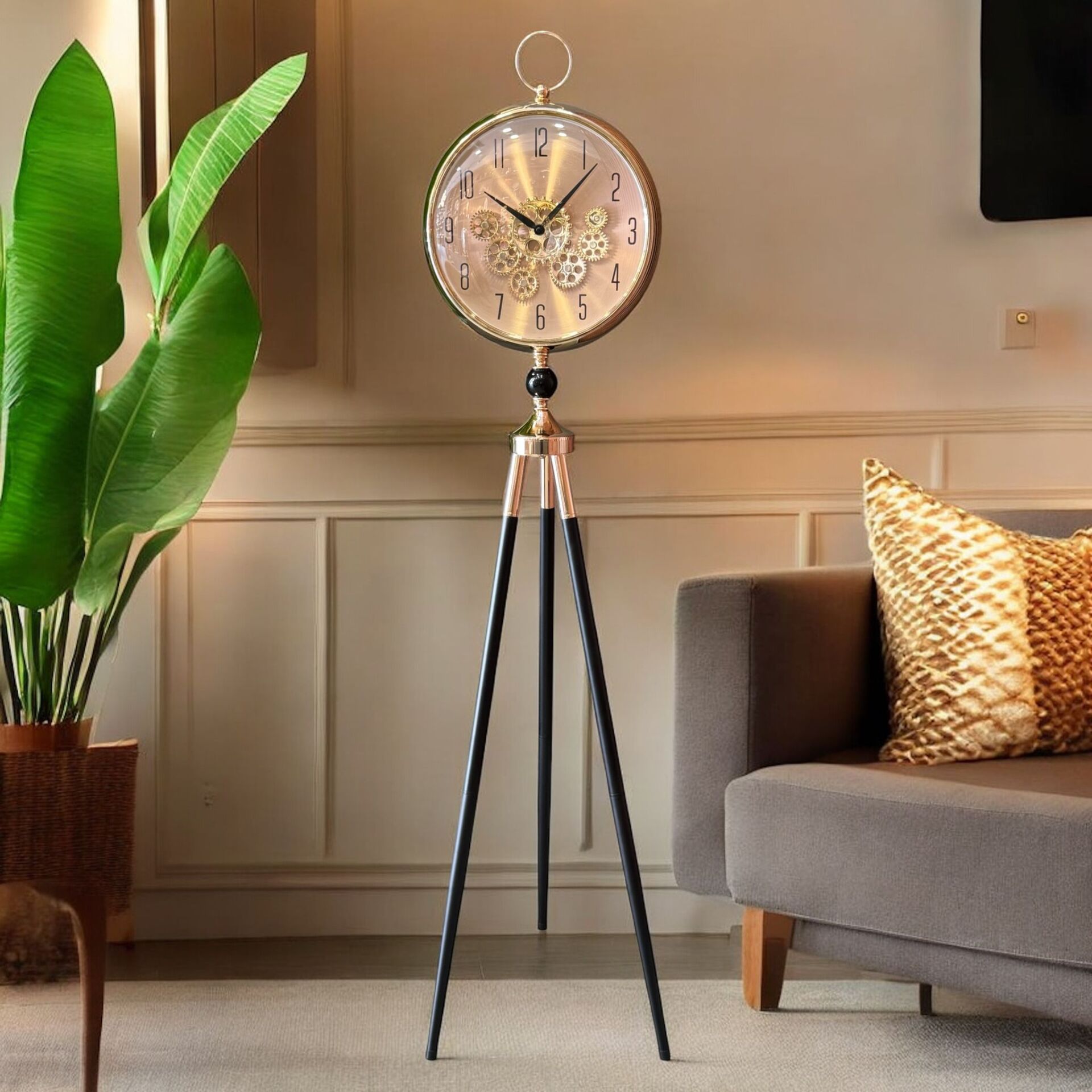 Ayaklı Çarklı Saat – 155 cm (Rosegold / Siyah)