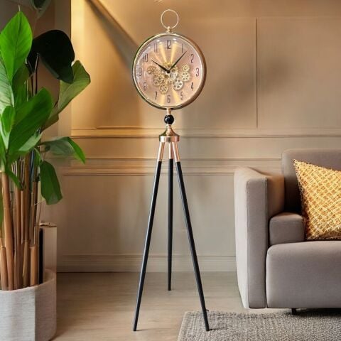 Ayaklı Çarklı Saat – 155 cm (Rosegold / Siyah)