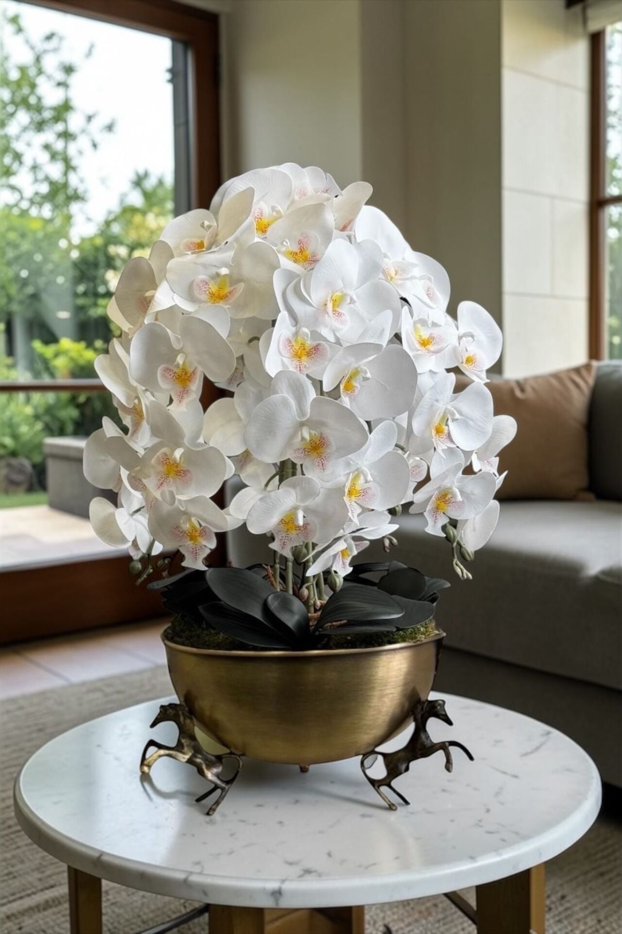 Atlı Saksı Orkide Aranjmanı – 6’lı Eskitme