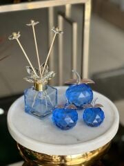 3'lü Kristal Elma Obje Ve Koku Şişesi