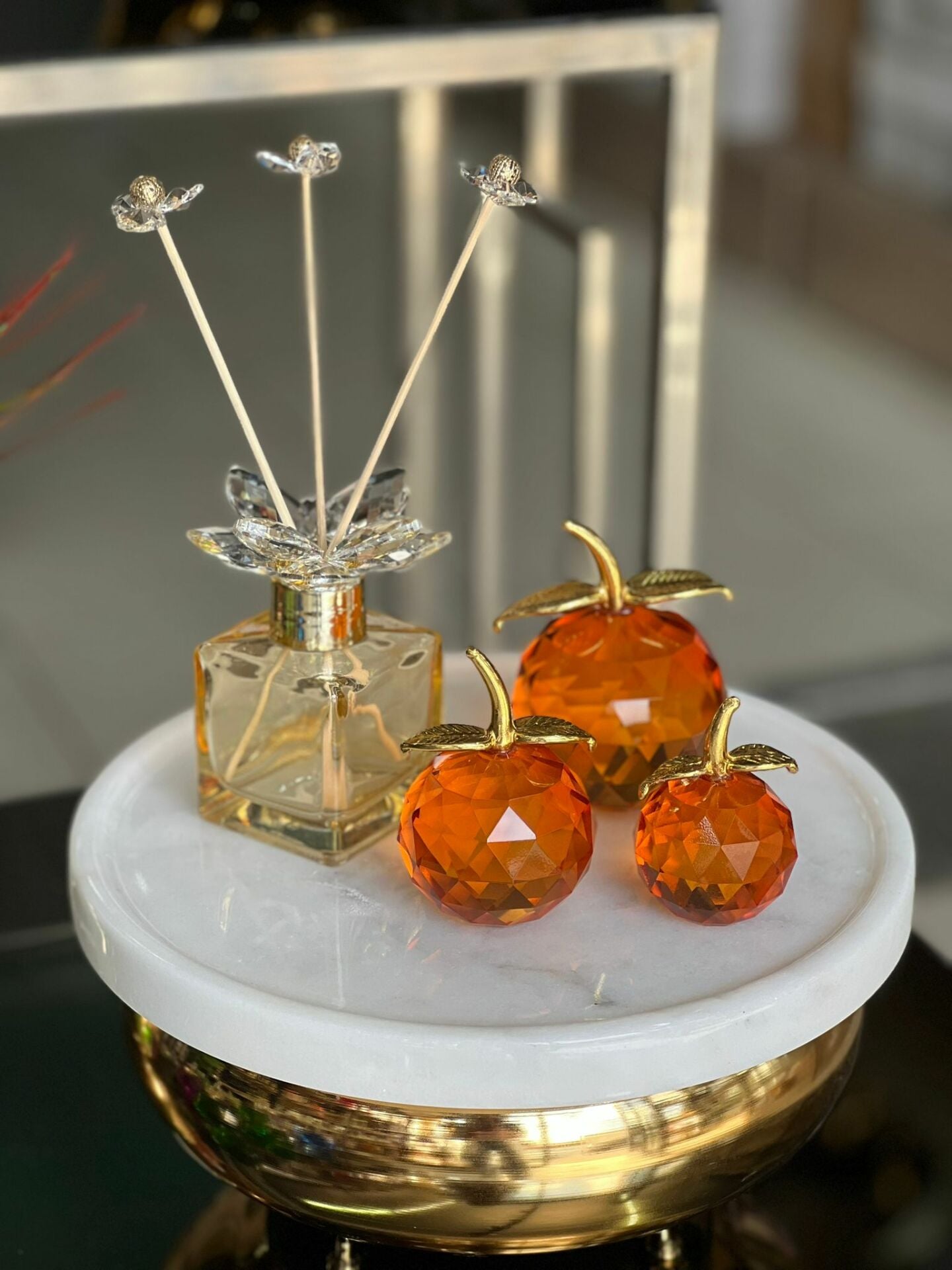 3'lü Kristal Elma Obje Ve Koku Şişesi