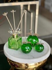 3'lü Kristal Elma Obje Ve Koku Şişesi