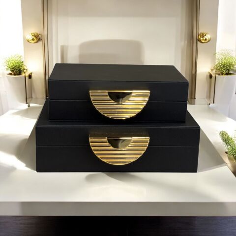 2'li Deri Kutu Arma Gold – Dekoratif Set