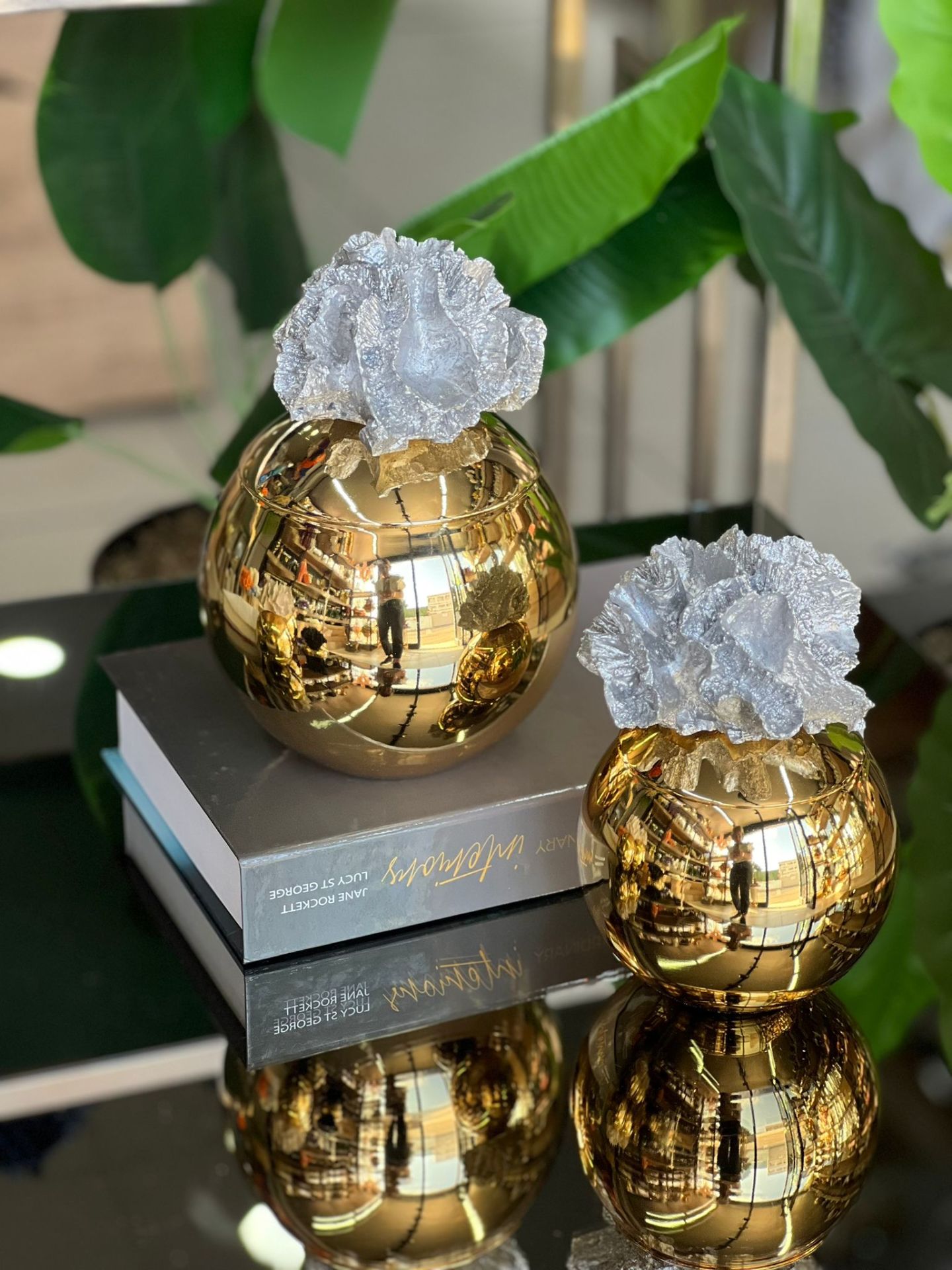 Dekoratif 2 Li Mercan Kutu Gold Gümüş