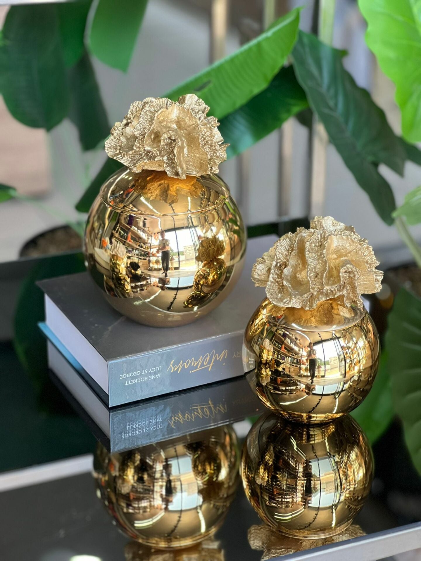 Dekoratif 2 Li Mercan Kutu Gold Gold