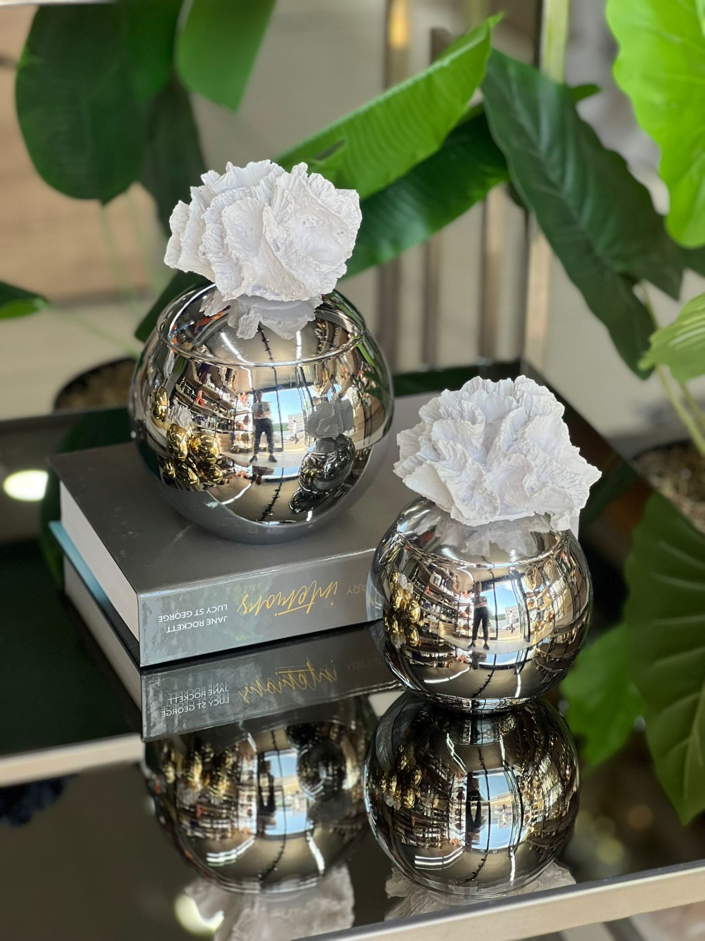 Dekoratif 2 Li Mercan Kutu Gümüş