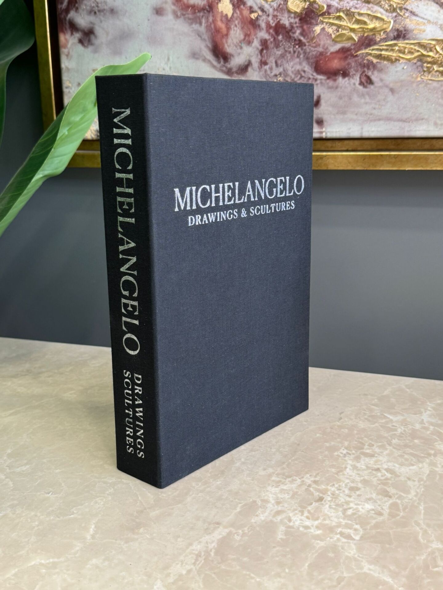 Kumaş Dokulu Kitap Kutusu Michelangelo Siyah-Gümüş