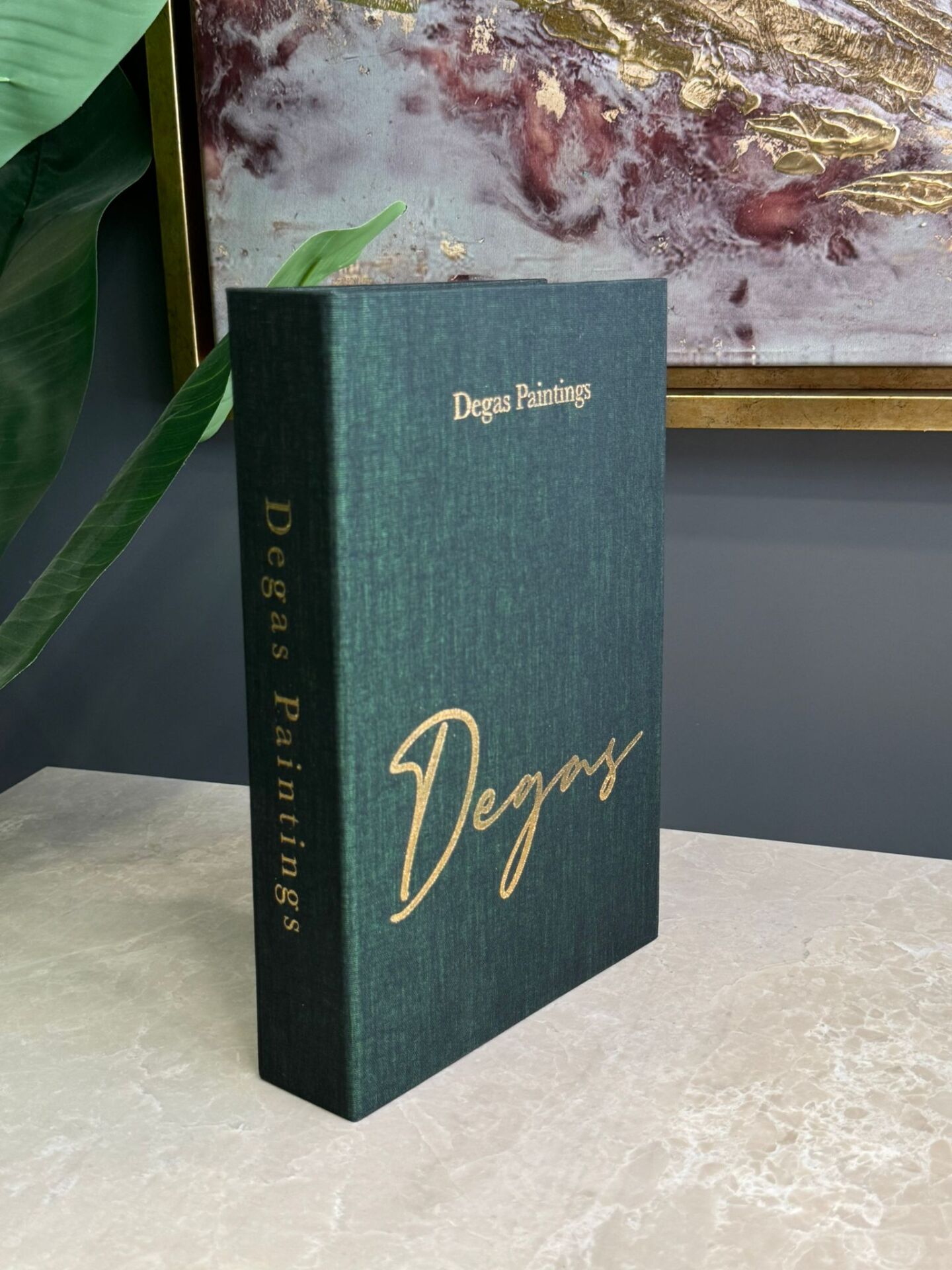 Kumaş Dokulu Kitap Kutusu Degas Yeşil-Gold