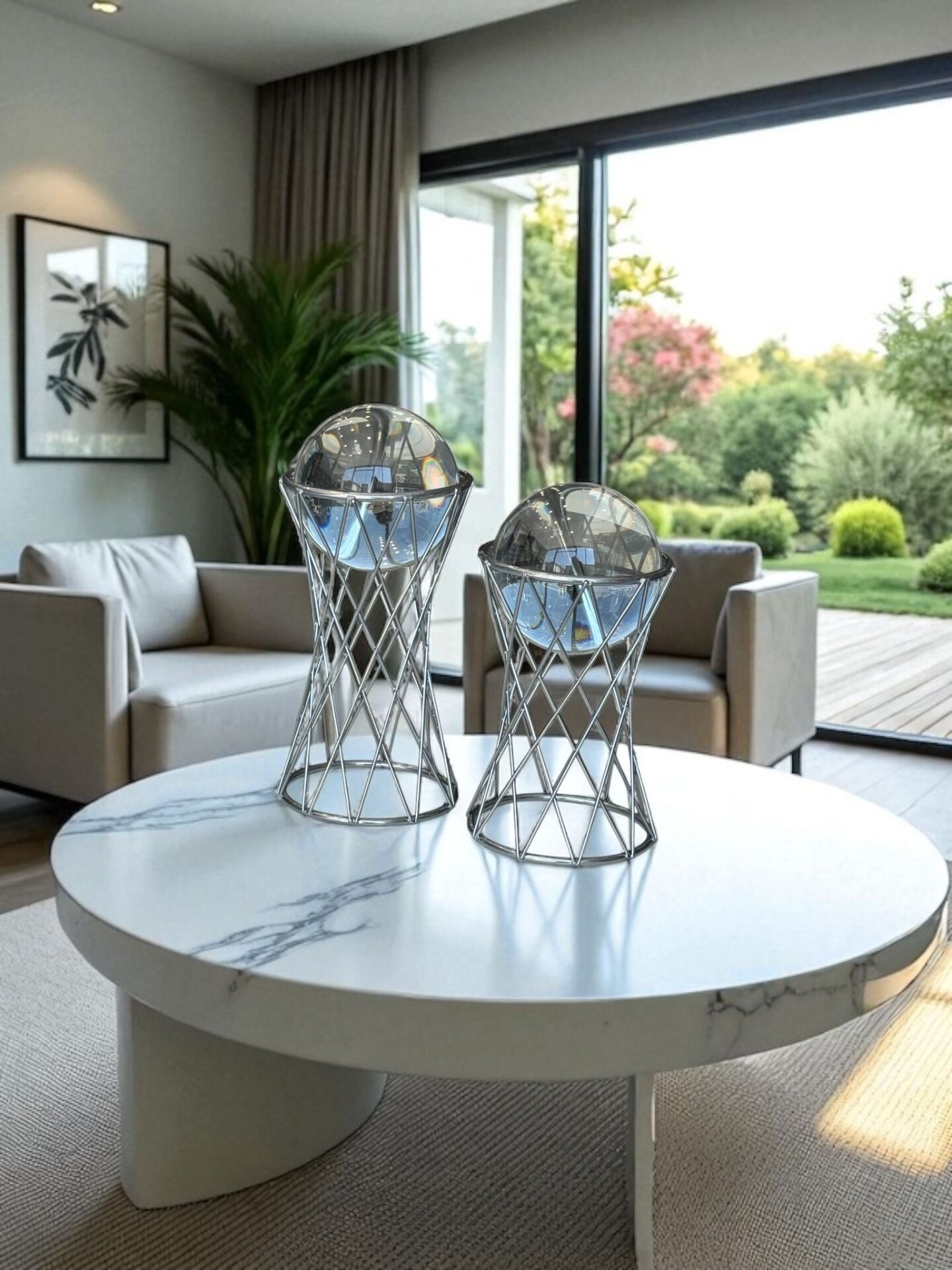 Dekoratif 2'li Metal Top Küre Obje