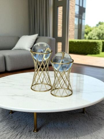 Dekoratif 2'li Metal Top Küre Obje