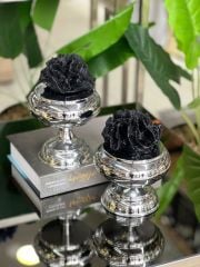 2'li Dekoratif Ayaklı Şekerlik Mercan Kutu New Gümüş