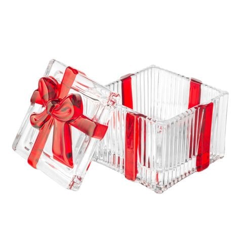 2'li Fiyonk Kare Model Kapaklı Cam Kutu Şekerlik Renkli