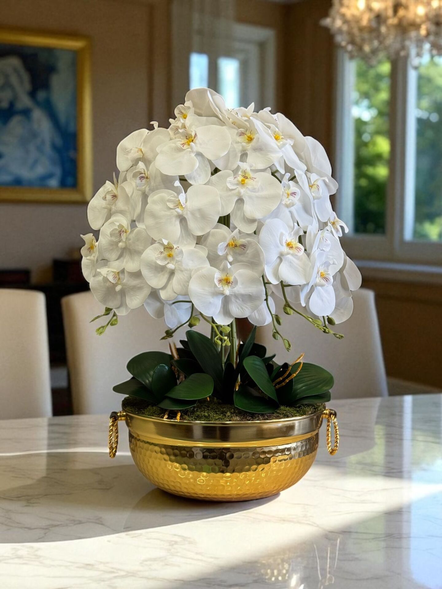 Kulplu Büyük 7'li Orkide Aranjmanı – Gold