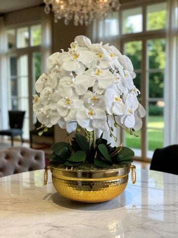 Kulplu Büyük 7'li Orkide Aranjmanı – Gold