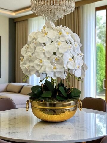 Kulplu Büyük 7'li Orkide Aranjmanı – Gold