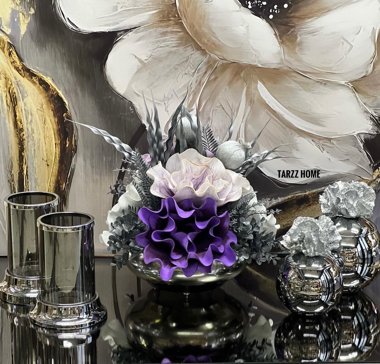 Ufo Çiçek Aranjmanı & 2'li Mercan & 2'li Mumluk 5 Parça Set No:2