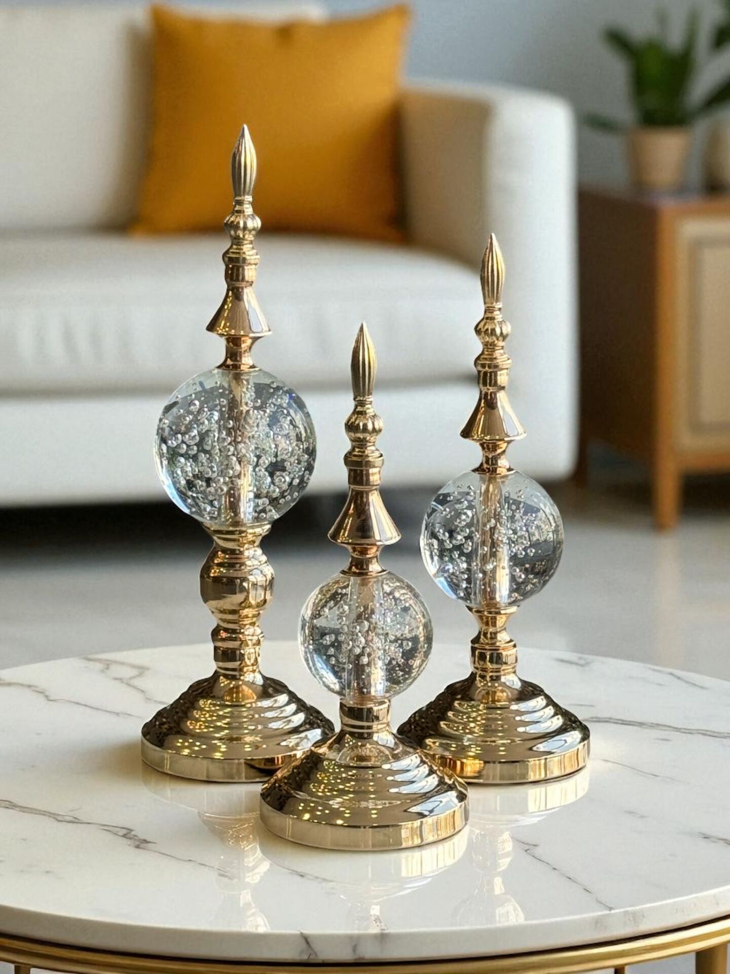 3'lü Dev Dekor Alem Kabarcık Gold