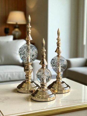 3'lü Dev Dekor Alem Kabarcık Gold