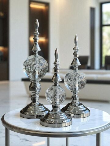 3'lü Dev Dekor Alem Kabarcık Gümüş