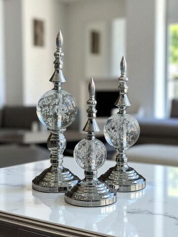 3'lü Dev Dekor Alem Kabarcık Gümüş