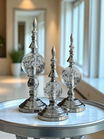 3'lü Dev Dekor Alem Kabarcık Gümüş