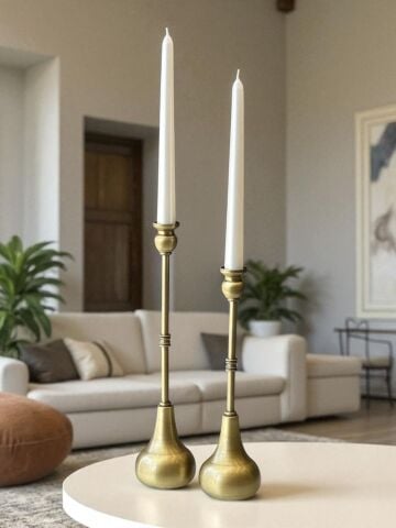 Dekoratif 2’li Armut M. Şamdan Seti (Mum Dahil) – Eskitme