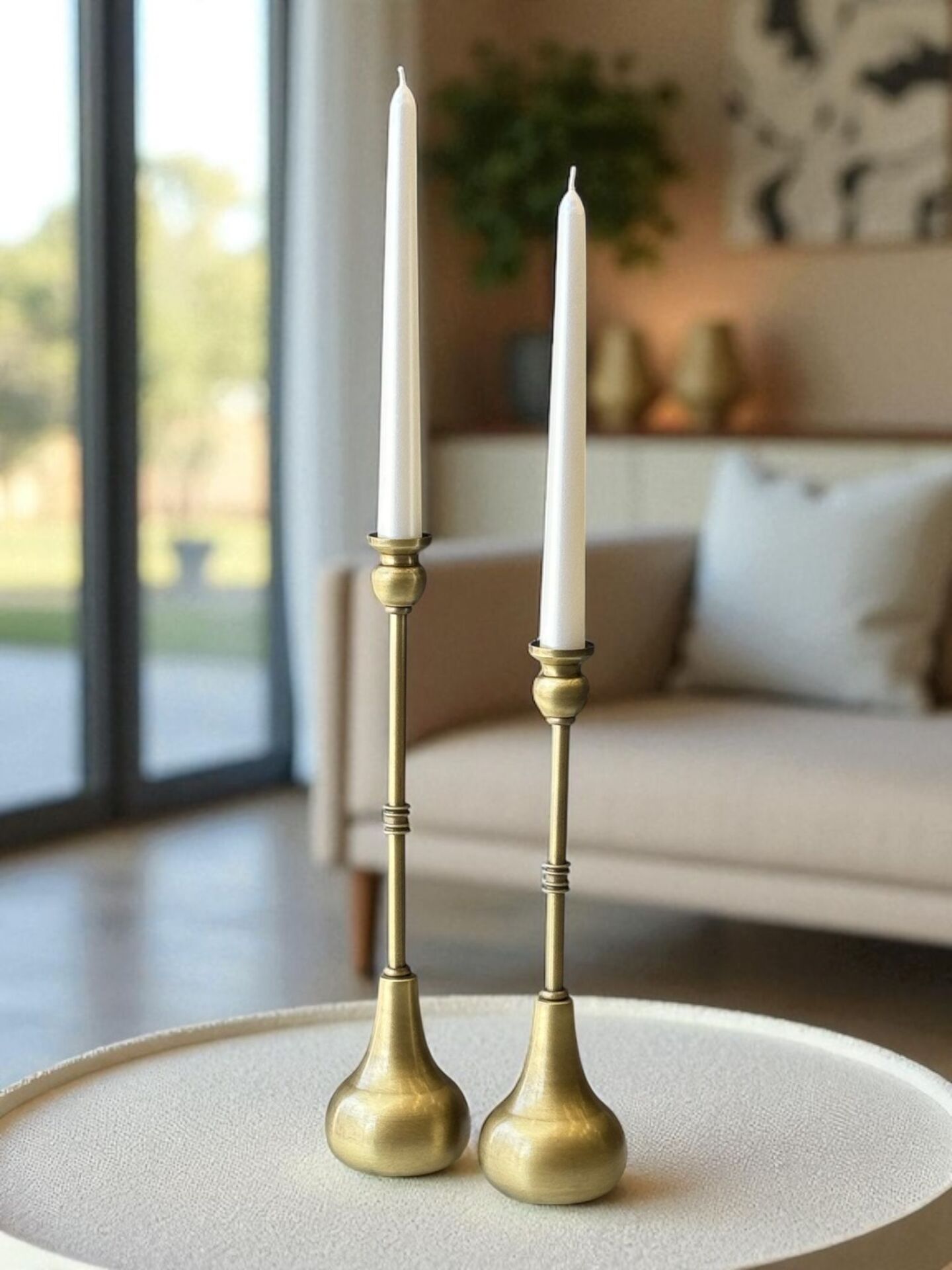 Dekoratif 2’li Armut M. Şamdan Seti (Mum Dahil) – Eskitme