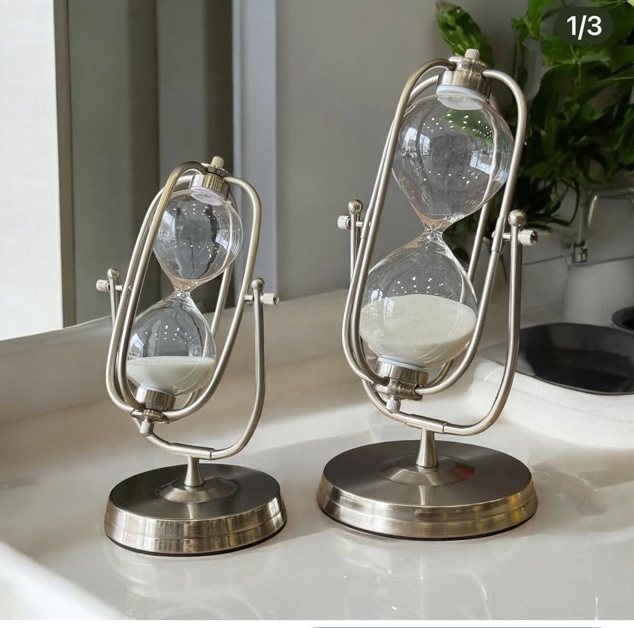 2 Li dekoratif kum saati gümüş