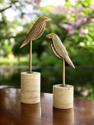 2'li Traverten Çizgili Kuş