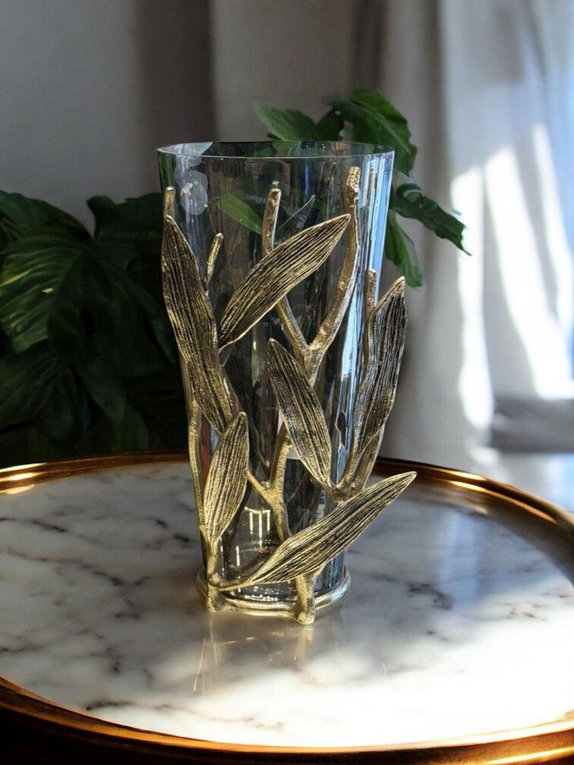 Döküm Yaprak Cam Vazo – Eskitme