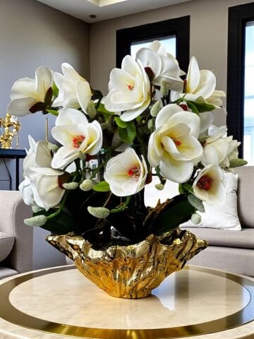 Amrof Döküm Saksı 6'lı Manolya Aranjmanı – Gold