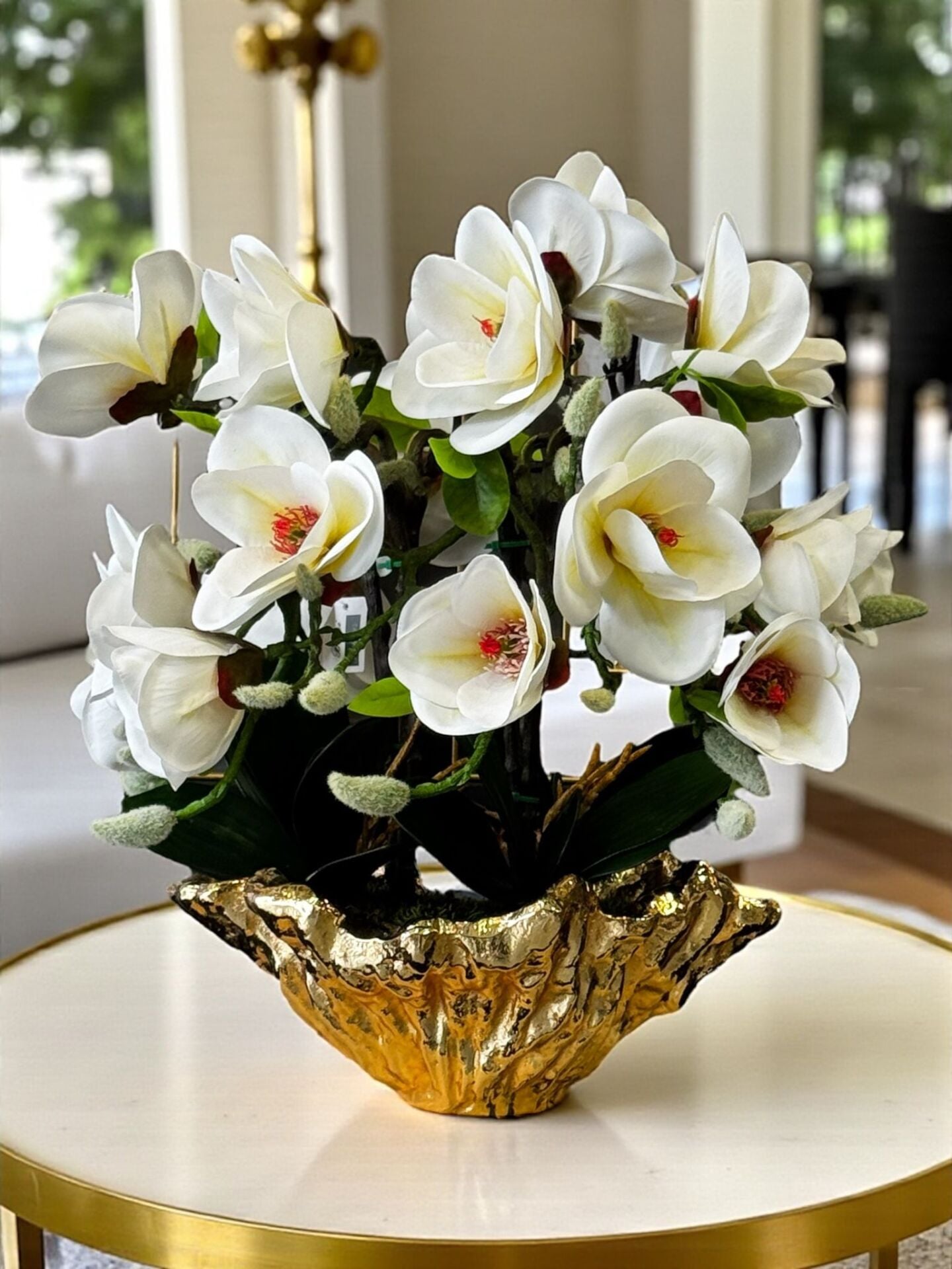 Amrof Döküm Saksı 6'lı Manolya Aranjmanı – Gold