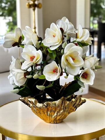 Amrof Döküm Saksı 6'lı Manolya Aranjmanı – Gold