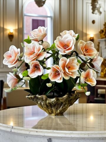 Amrof Döküm Saksı 6'lı Manolya Aranjmanı – Eskitme