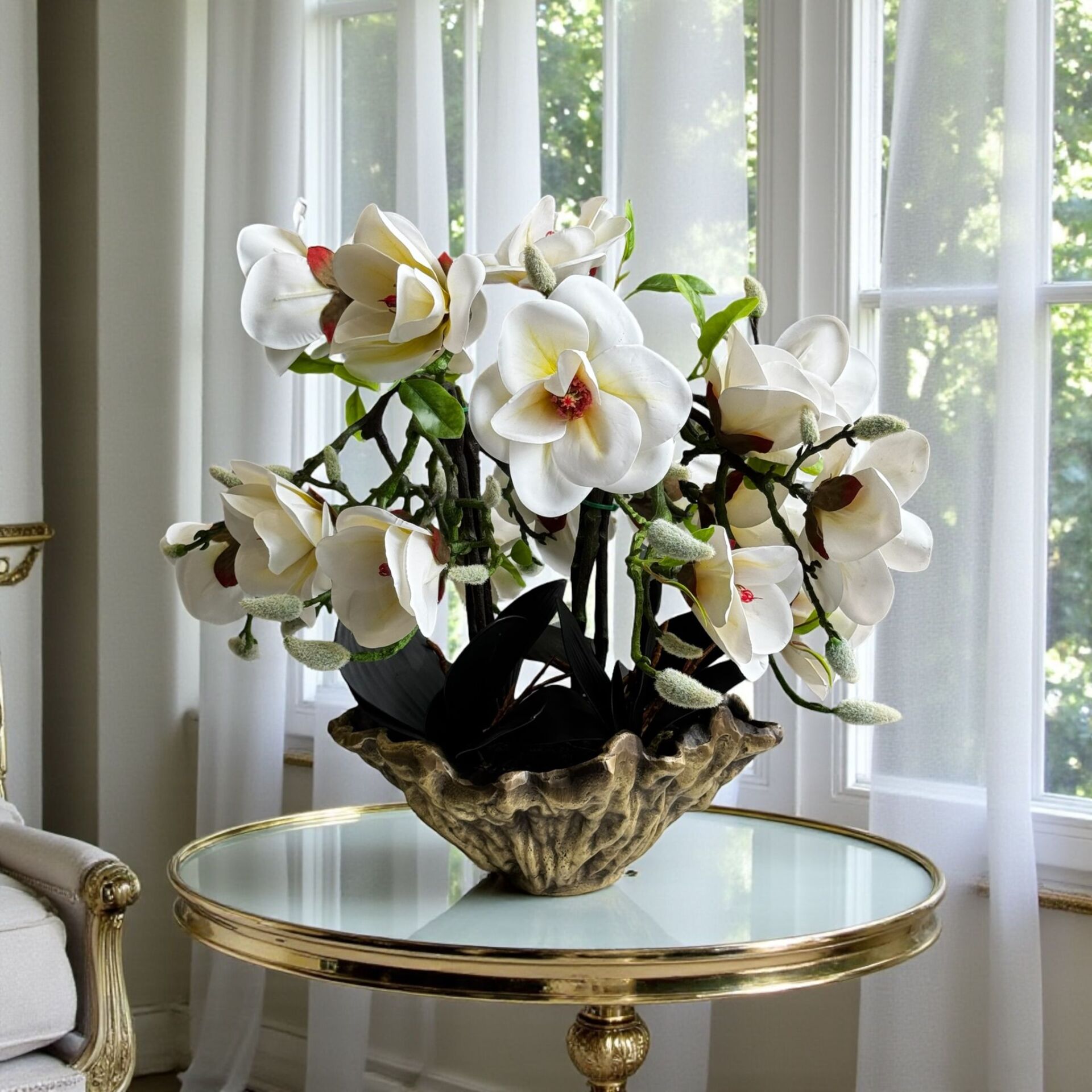 Amrof Döküm Saksı 6'lı Manolya Aranjmanı – Eskitme