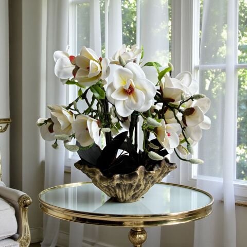 Amrof Döküm Saksı 6'lı Manolya Aranjmanı – Eskitme