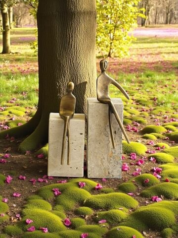 2'li Traverten Oturan Adam