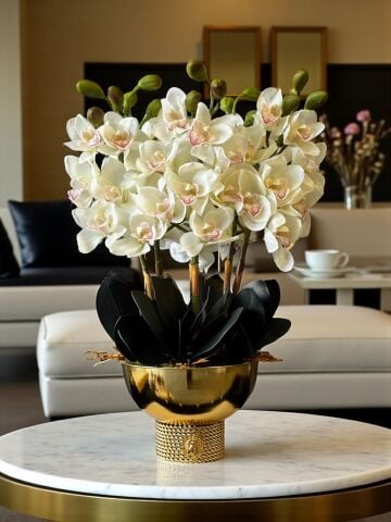 Premium Islak Singapur Orkide Aranjmanı – Gold 6’lı Tarzz Vazo