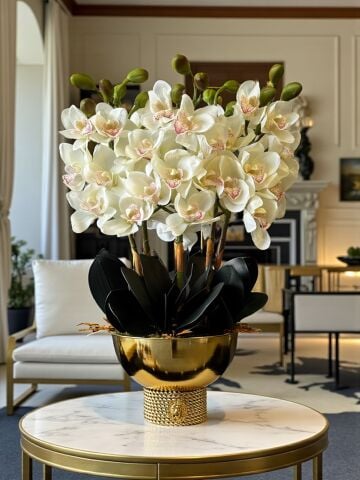 Premium Islak Singapur Orkide Aranjmanı – Gold 6’lı Tarzz Vazo