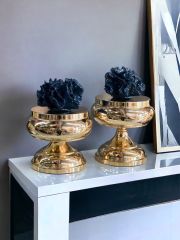 Dekoratif 2'li Mercan Ayaklı Kutu & Obje RoseGold