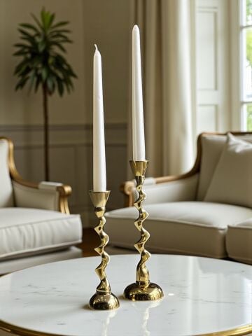 2'li Kıvrım Mumluk Döküm Gold + Mum