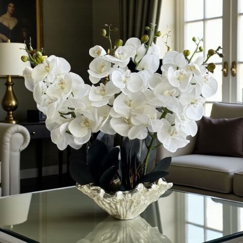 Döküm Saksı Premium Islak Orkide Aranjmanı 6’lı – Gümüş