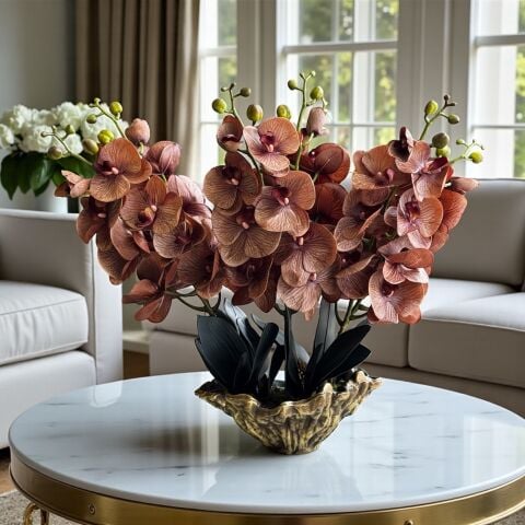 Döküm Saksı Premium Islak Orkide Aranjmanı 6’lı – Eskitme