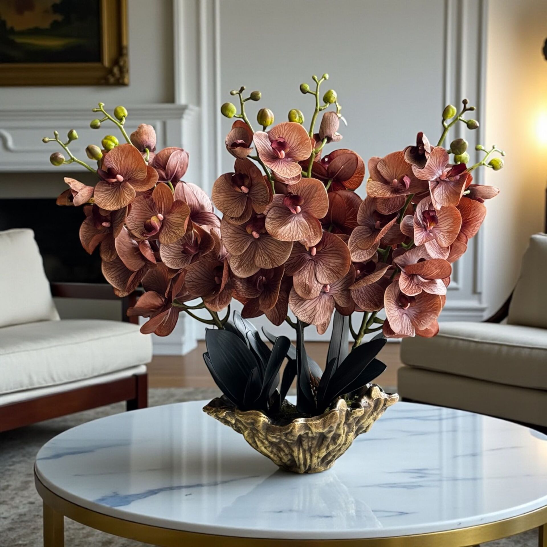 Döküm Saksı Premium Islak Orkide Aranjmanı 6’lı – Eskitme