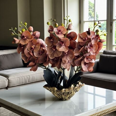 Döküm Saksı Premium Islak Orkide Aranjmanı 6’lı – Eskitme