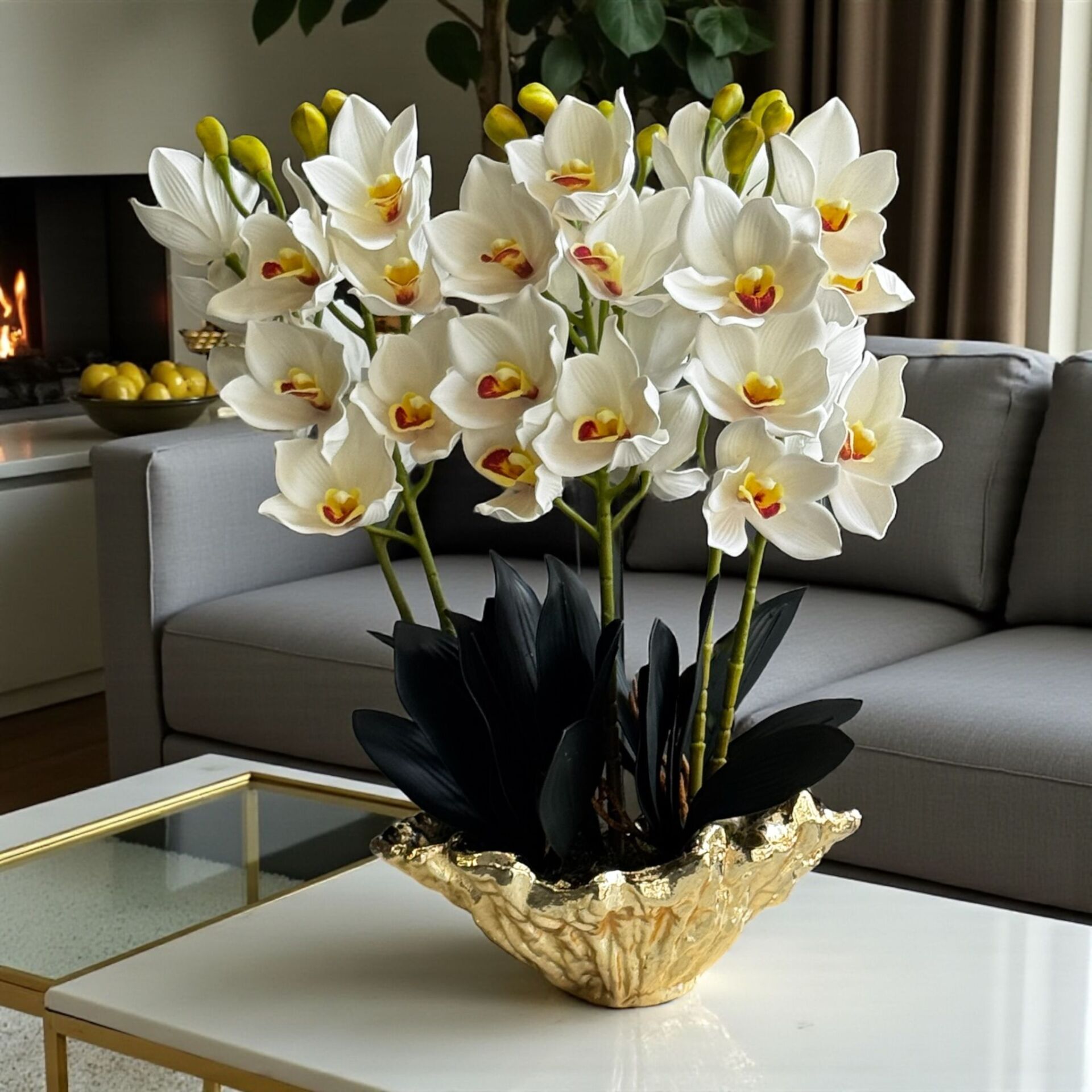 Döküm Saksı Singapur Orkide Aranjmanı 6’lı – Gold